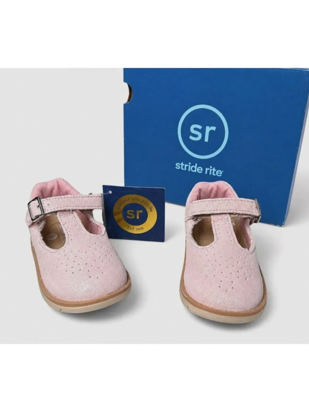 Stride Rite SRT Nell Rose Gold Leather Mary Jane Toddler Girls Shoes 5 WIDE